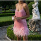 ✨🪩Women's Feather Fringe Sequin Spaghetti Strap Dress🥂