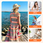 💕 Women's Loose V-Neck Vintage Stripe Pattern Sleeveless Dress