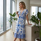 😍⏳Summer Hot Sale 49% Off🌼Printed Casual Dress With V-Neckline and Fringes on the Short Sleeves