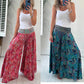 Lightweight trousers with ethnic print, elastic waist