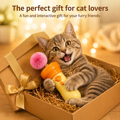 🐱🎯 2026 Electric Cat Wand Toy – Automatic Retractable Teaser with Plush Ball Launcher