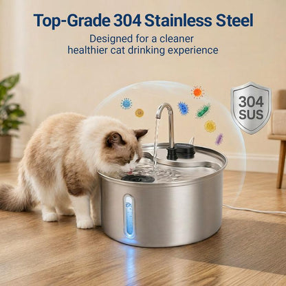 💥【50% OFF】🔥 Stainless Steel Pet Water Fountain | 3 Water Flows (Waterfall/Bubbling/Stream) | Rust-resistant & Hygienic | 4-Layer Filtration System | Ultra-quiet Pump <30dB | 3.2L Large Capacity | Fully Detachable & Dishwasher-safe | For Cats & Dogs