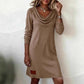 🔥Last Day 49% OFF - Women's Long Sleeve Cowl-Neck Knit Dress