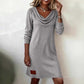 🔥Last Day 49% OFF - Women's Long Sleeve Cowl-Neck Knit Dress