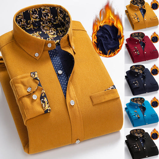 Hot Sale - 49% OFF💥Men's High Quality Corduroy Warm Winter Shirt Thick Fleece