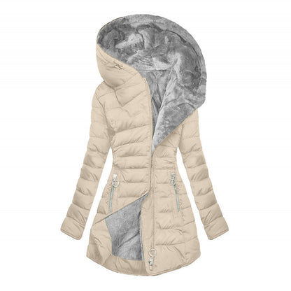 🔥❄️HOT SALE 49%🧥 Women's Hooded Mid-Length Winter Coat with Plush Lining