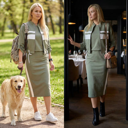 ❄️FACTORY DIRECT SALES - 49%OFF 💖 Women's Stand Collar Jacket & Dress Set