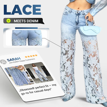 🌸Black Friday HOT SALE 49% Off🌸High Waisted Lace Splicing Jeans