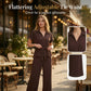 Women's Collared Drawstring Waist Top & Pants Set
