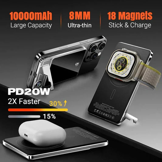 🔋50% OFF !!!✨Professional Magnetic Charger for Travelers & Professionals 🧲| 22.5W Wired & 15W Wireless | 10,000 mAh | Fast Delivery💥