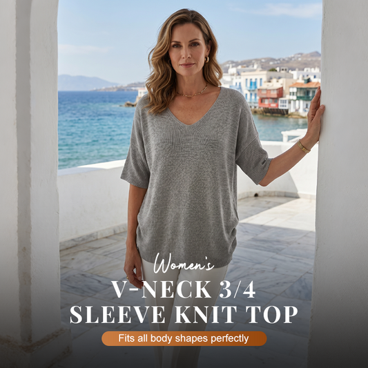 🔥Hot Sale 49% OFF🔥Solid Color V-Neck Knitted Top