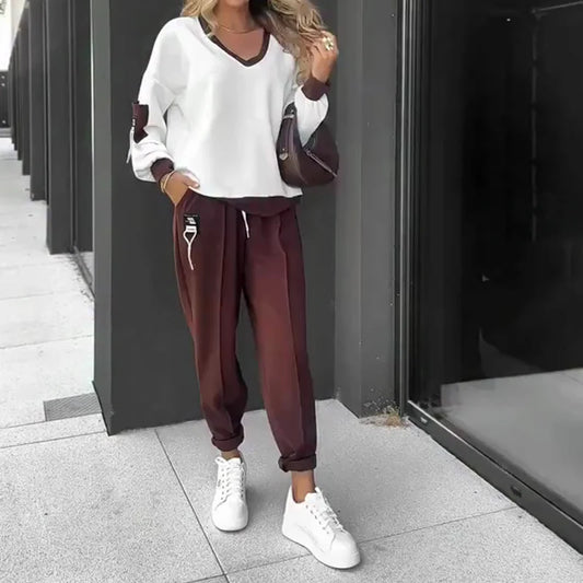 🔥Limited stock available 49% OFF🔥Color-Block Pullover Hoodie & Jogger Pants Set