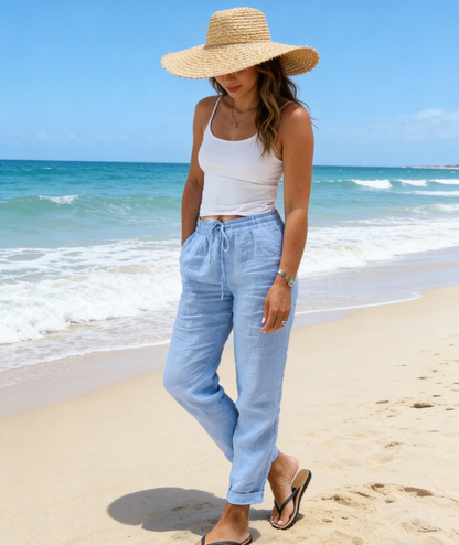 🌸LAST DAY SPECIAL PRICE: ￡14.99!!🌸Women's  Elastic Waist Cotton Linen Casual Pants