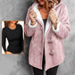 Women's Hooded Suede Coat with Plush Lining