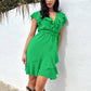 Women's Elegant Waist Tie V-Neck Ruffle Dress