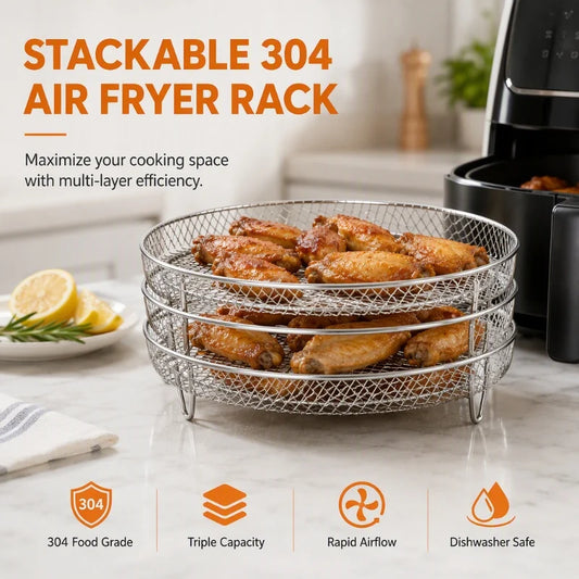 🍗 Stackable Stainless Steel Air Fryer Rack – Multi-Level Cooking & Dehydrating Tray