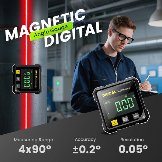 📐 49% OFF NOW! 🔥 4-Side Magnetic Digital Angle Gauge - Laser Precision & Multi-Surface Use, Perfect for Woodworking and Construction ✨