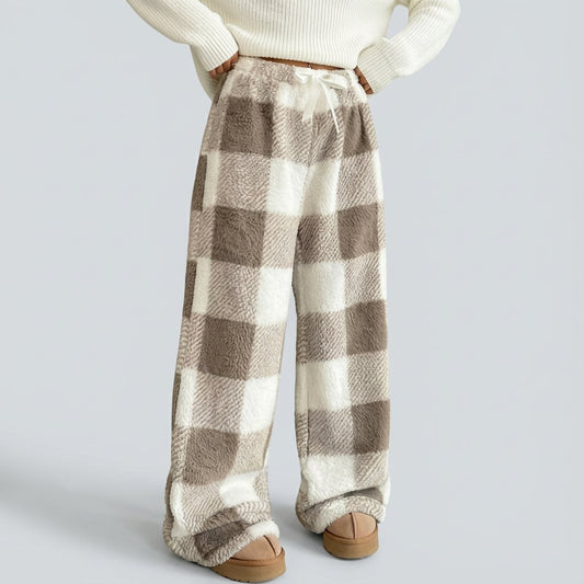 🎅LAST DAY SALE 50% OFF🔥Winter Vintage Plaid Elastic Straight Loose Thick Warm Casual Pants🌟