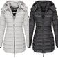 Winter women's mid-length padded jacket warm solid color hooded jacket【FREE SHIPPING】