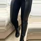 🌿Faux Leather Pants With Contrasting Trim And Zipper