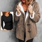 Women's Hooded Suede Coat with Plush Lining