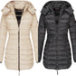 Winter women's mid-length padded jacket warm solid color hooded jacket【FREE SHIPPING】