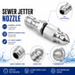 🔧 High-Pressure Drain Cleaning Nozzle – 6500 PSI Stainless Steel Sewer Jetter with 1 Forward & 6 Rear Jets
