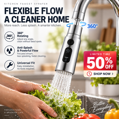 💧🔄 360° rotating high-pressure tap with adapter - flexible water flow for easier cleaning 🚰✨