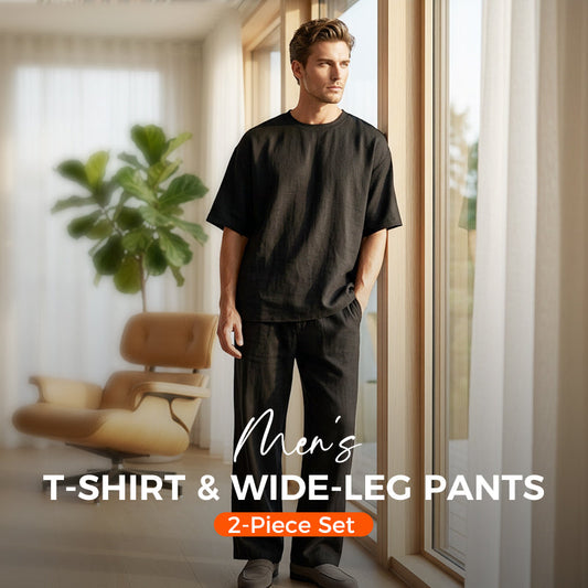 🥳SUMMER HOT SALE💥49% OFF! 🔥Men's T-Shirt & Wide-Leg Pants 2-Piece Set