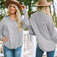 🏆 80K+ SOLD!⚡🏆️Mid-length smocked shirt with striped lapel and oversized drawdown sleeves