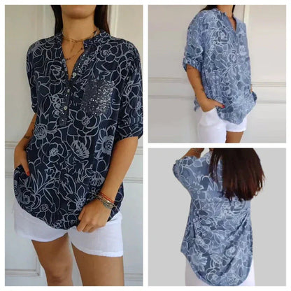 🌸50K+ Women Love It | 49% OFF | Printed Blouse for Daily Elegance – Floral, Soft, S-4XL ✨