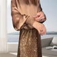 🎄✨Women's Long Sleeve Top & Sequin Maxi Skirt Two-Piece Set