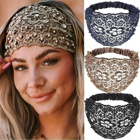 🎀Plum Blossom Hollow Beaded Wide Headband