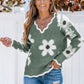 💃49% OFF✨🍂Women's Floral Pattern Scallop Trim Sweater
