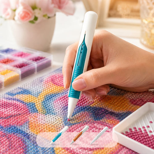🔥 Last Day 50% OFF – 💎 Automatic Gem Art Bead Dispenser Pen & Tray Set