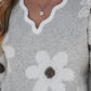 💃49% OFF✨🍂Women's Floral Pattern Scallop Trim Sweater