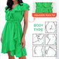 Women's Elegant Waist Tie V-Neck Ruffle Dress