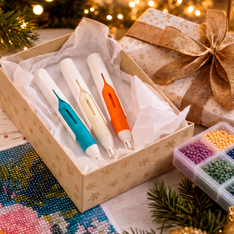 🔥 Last Day 50% OFF – 💎 Automatic Gem Art Bead Dispenser Pen & Tray Set