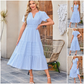⏰Hot Sale 49% OFF🎉Women's Lightweight Short Sleeve V Neck Elastic Waist Dress