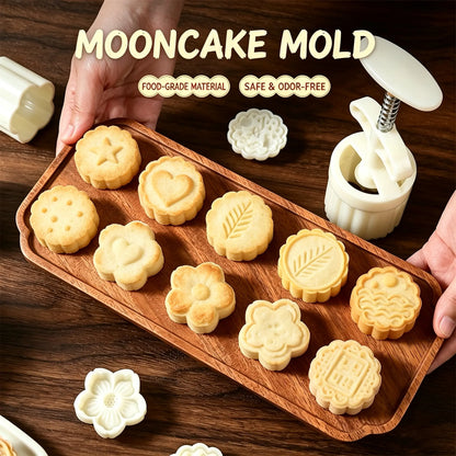 🥮✨ Creative Double-Ended Pastry Mold – 3D Press & Release Mooncake Maker with Multiple Patterns