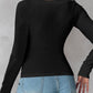 ⏰Last Day 50% OFF🍂Womens U-Neck Built-in Bra Long Sleeve Ribbed Top