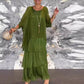 💐Elegant Round Neck Mesh Floral Layered Dress
