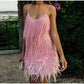✨🪩Women's Feather Fringe Sequin Spaghetti Strap Dress🥂