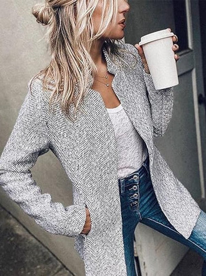 💐Big Sale-49% Off💕Women's Solid Color Pocket Long Sleeve Open Front Coat