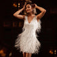 ✨🪩Women's Feather Fringe Sequin Spaghetti Strap Dress🥂