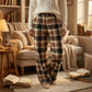 🎅LAST DAY SALE 50% OFF🔥Winter Vintage Plaid Elastic Straight Loose Thick Warm Casual Pants🌟
