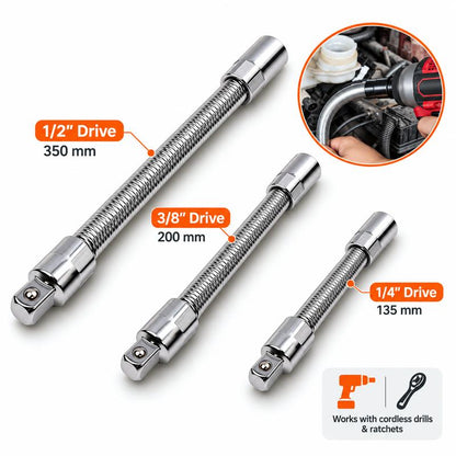 🔩 Flexible Universal Joint Socket Adapter – Reach Tight Angles with Ease