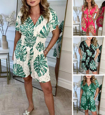 🌸Up to 49% off🔥Casual Floral Polka Dot Pocket Rompers