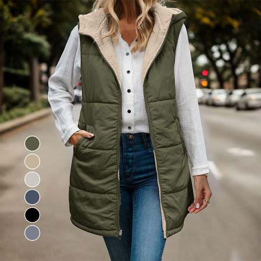 🎅⏰Christmas Pre-Sale sale 49% OFF🔥Great Gift! Women's Fall Reversible Vest Sleeveless Faux Fleece Jacket