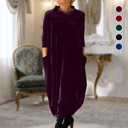 💖Limited Sale 49% OFF💖Round Neck Slimming Long Dress